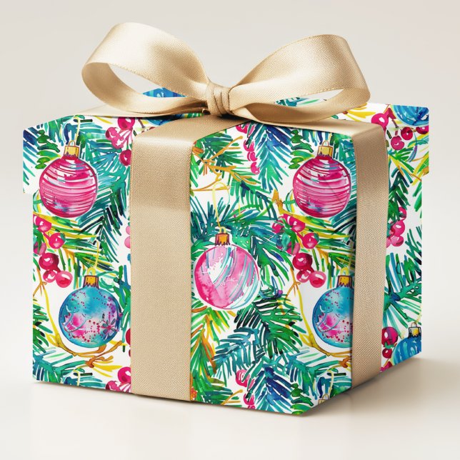 Colorful Modern Preppy Christmas Decorations Wrapping Paper (Creator Uploaded)
