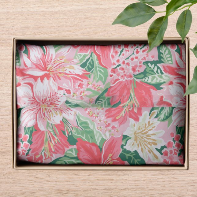 Colorful Modern Preppy Winter Flowers Christmas Tissue Paper (Creator Uploaded)