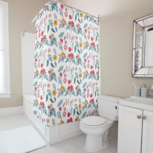 Colorful Modern Pretty Floral Pattern Shower Curtain