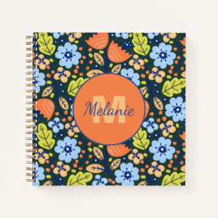 Colorful Modern Pretty Flower Pattern Personalised Notebook