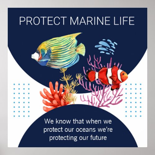 Colorful Modern Protect Marine Life Quote Poster
