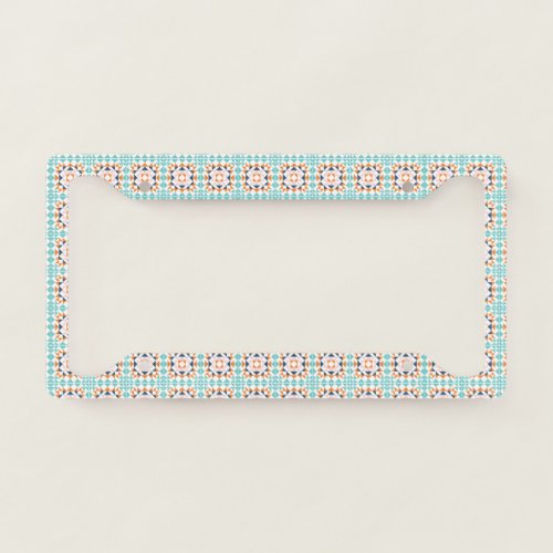 Colorful Modern Quilt Block Geometric Art  License Plate Frame