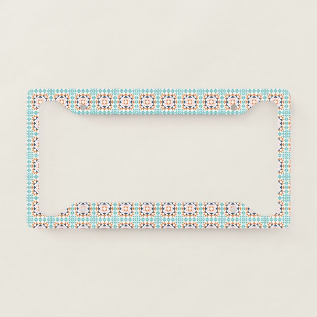 Colorful Modern Quilt Block Geometric Art  License Plate Frame (Front)