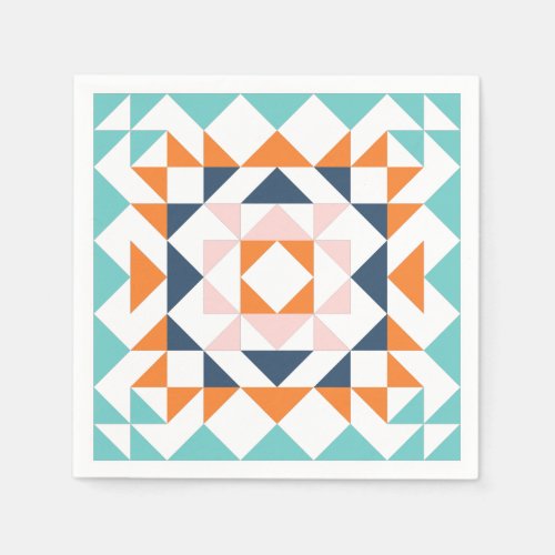 Colorful Modern Quilt Block Geometric Art Napkins