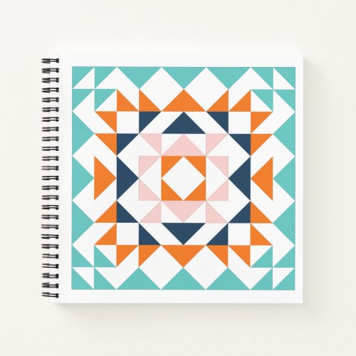 Colorful Modern Quilt Block Geometric Art Notebook