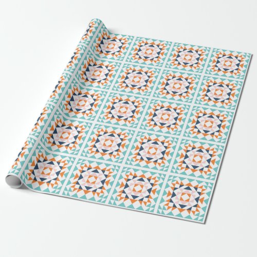 Colorful Modern Quilt Block Geometric Art Wrapping Paper