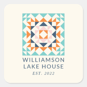 Colorful Modern Quilt Block Geometric Custom Square Sticker