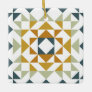 Colorful Modern Quilt Block Geometric Earthy Teal  Ceramic Ornament