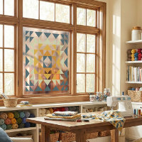 Colorful Modern Quilt Block Geometric Earthy Teal