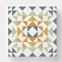 Colorful Modern Quilt Block Geometric Earthy Teal 
