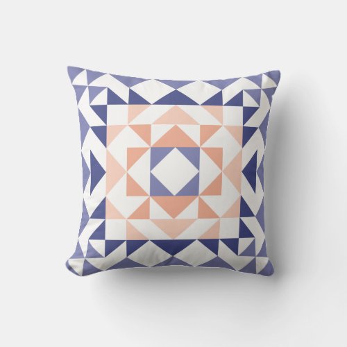Colorful Modern Quilt Block Geometric Purple Throw Pillow