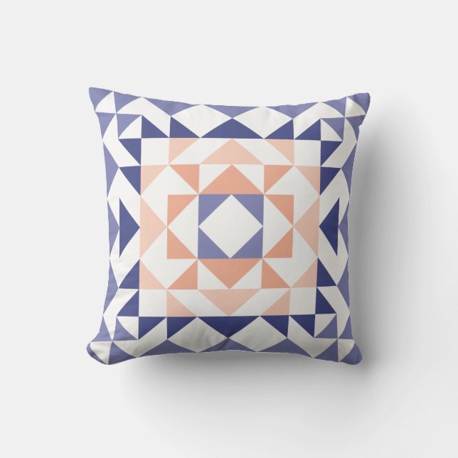 Colorful Modern Quilt Block Geometric Purple Throw Pillow (Front)