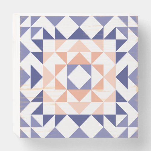Colorful Modern Quilt Block Geometric Purple   Wooden Box Sign