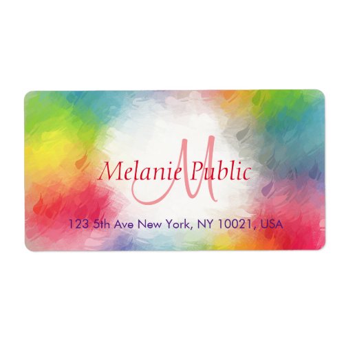 Colorful Modern Rainbow Monogram Template Abstract Label