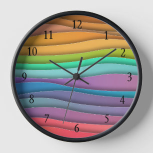 Colorful Modern Rainbow Ombre Stripes Wall Clock