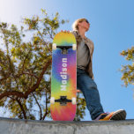 Colorful Modern Rainbow Tie Dye Swirl Custom Name Skateboard<br><div class="desc">Colorful Modern Rainbow Tie Dye Swirl Custom Name Skateboard features your personalized name in modern typography on a rainbow colored tie dye swirl background. Personalize by editing the text in the text box provided. Give a custom made gift, personalized skateboard to your favorite skateboarder for Christmas, birthday or your BFF....</div>