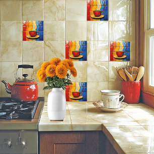 Colorful Modern Red Coffee Cup  Ceramic Tile