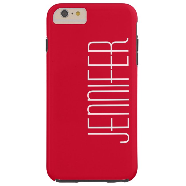 Colorful Modern Red Personalized Jumbo Name iPhone 6 Plus Case