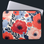 Colorful Modern Red White Blue Watercolor Floral  Laptop Sleeve<br><div class="desc">Colorful Modern Red White Blue Watercolor Floral Laptop Sleeve features a modern design of red and blue flowers on a white background. Designed by Evco Studio www.zazzle.com/store/evcostudio</div>