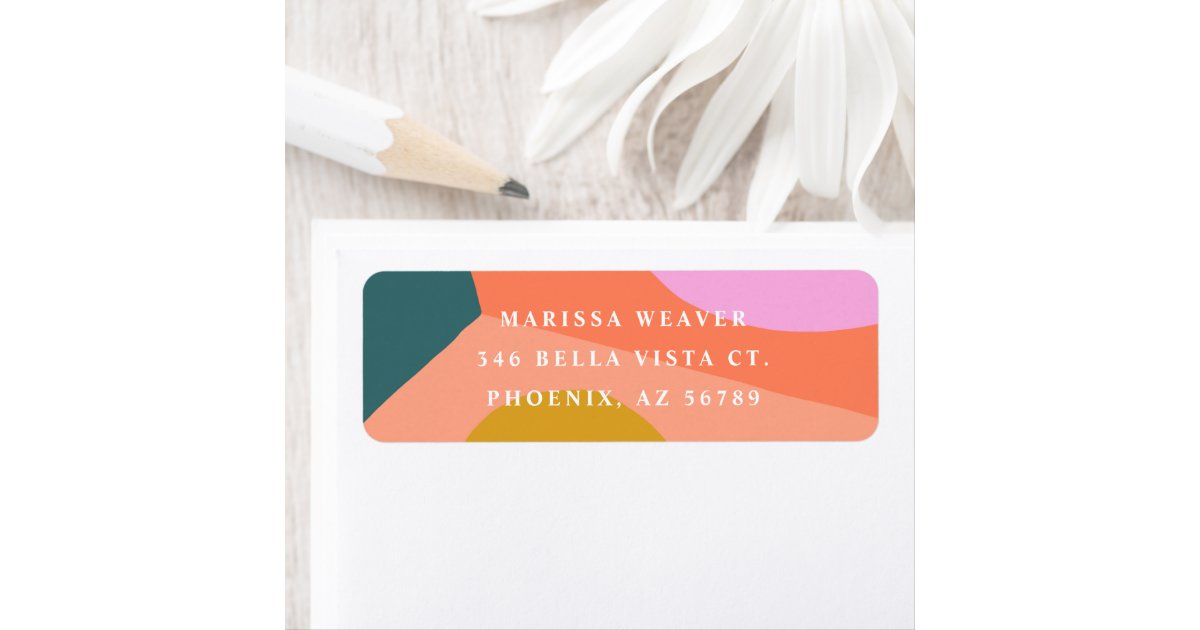 Current Labels Catalog Colorful Modern Retro Return Address Label | Zazzle