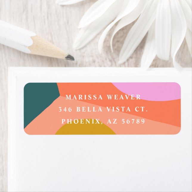 Colorful Modern Retro Return Address Label (Insitu)