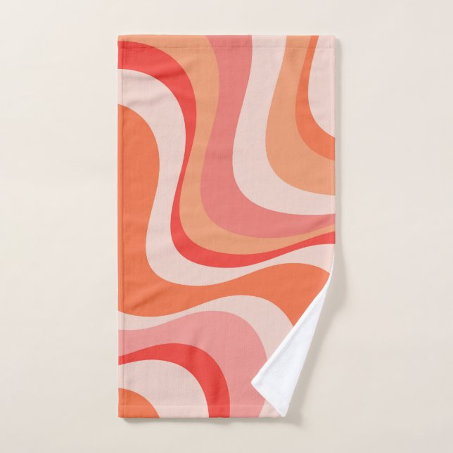Colorful modern retro waves design bath towel set (Hand Towel)