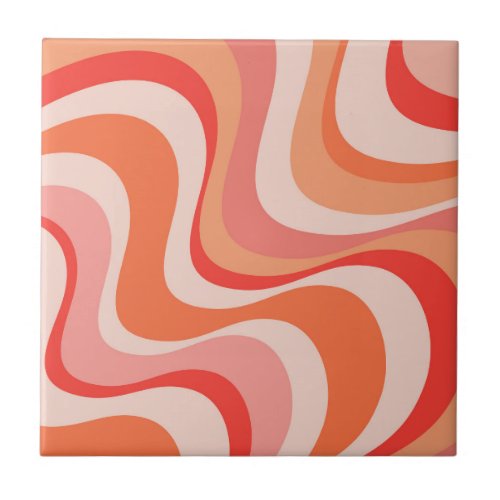 Colorful modern retro waves design ceramic tile