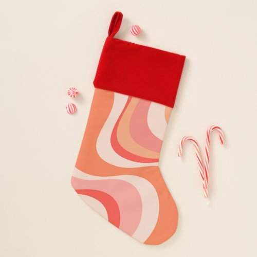 Colorful modern retro waves design christmas stocking