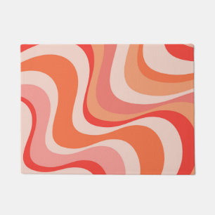 Colorful modern retro waves design doormat