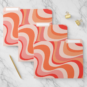 Colorful modern retro waves design file folder