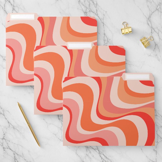 Colorful modern retro waves design file folder (Set)
