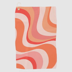 Colorful modern retro waves design golf towel