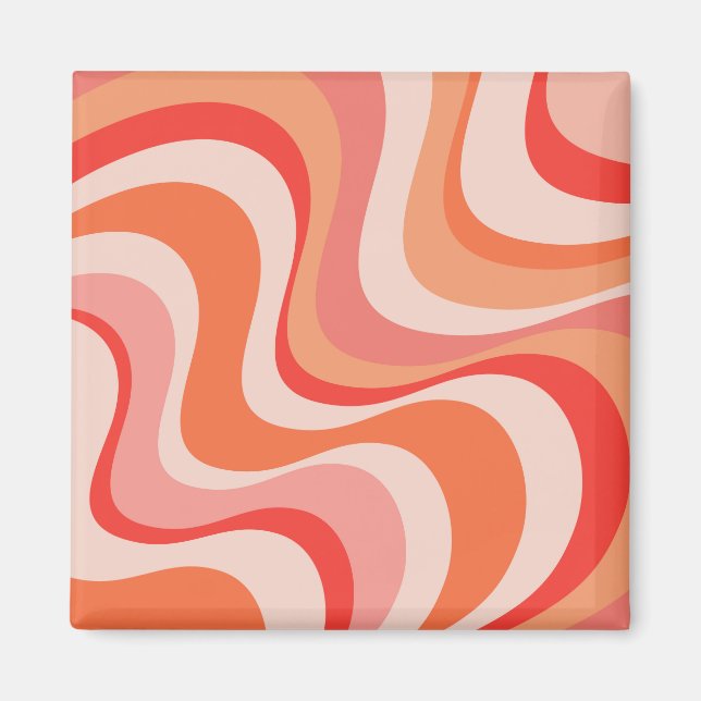 Colorful modern retro waves design magnet (Front)