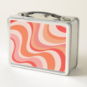 Colorful modern retro waves design metal lunch box