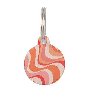 Colorful modern retro waves design pet ID tag