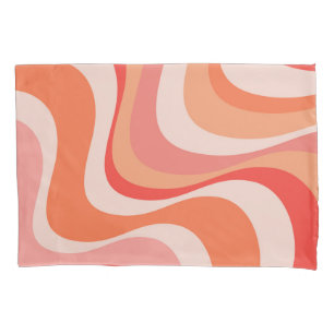 Colorful modern retro waves design pillow case