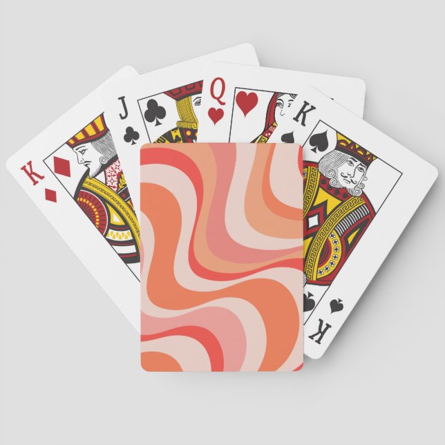 Colorful modern retro waves design poker cards (Back)