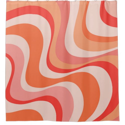 Colorful modern retro waves design shower curtain
