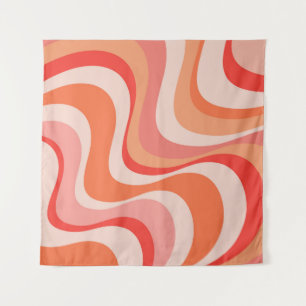 Colorful modern retro waves design tapestry