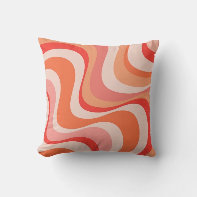 Colorful modern retro waves design throw pillow (Front)