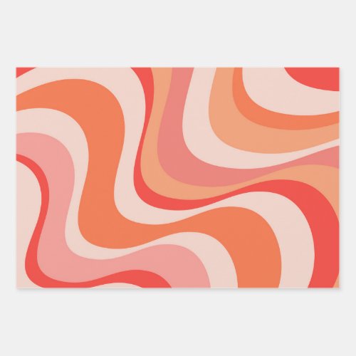 Colorful modern retro waves design wrapping paper sheets