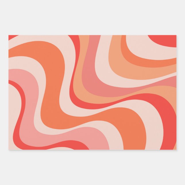 Colorful modern retro waves design wrapping paper sheets (Front)