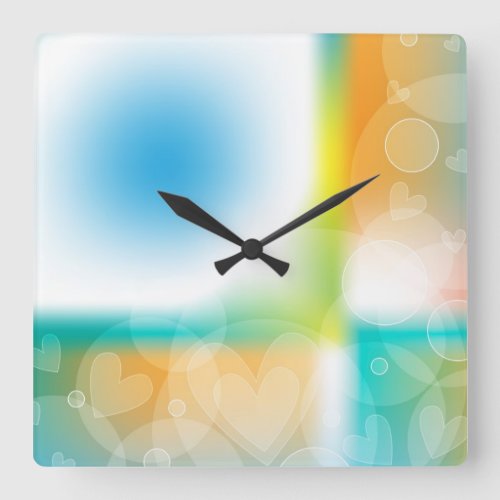 Colorful modern romantic hearts square wall clock