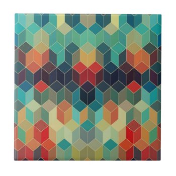 Colorful Modern Seamless Cubes Geometric Pattern Tile by ArtOnKitchenWare at Zazzle