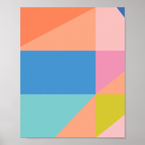 Colorful Modern Shapes in Bright Blue and Orange Poster