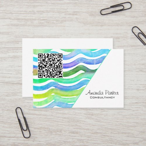 Colorful Modern Simple QR Code Custom  Business Card