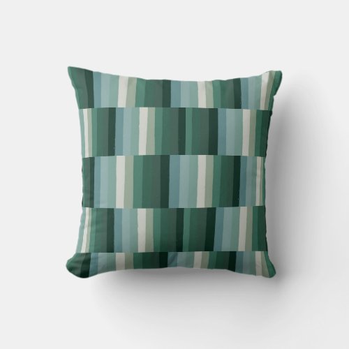 Colorful Modern Simple Stripes Green Blocks Throw Pillow
