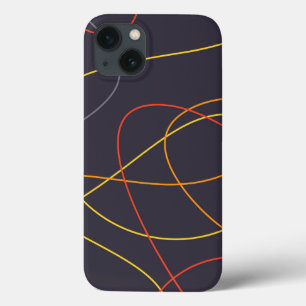 Colorful, modern, simple, trendy,curvy messy lines iPhone 13 case