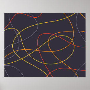 Colorful, modern, simple, trendy,curvy messy lines poster