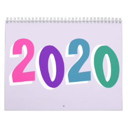 Colorful Modern Simple Typography Kids 2020 Calendar